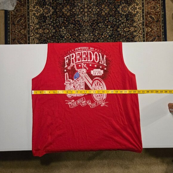 Men’s Red Freedom Rider Muscle Tank 1776 Patriotic Motorcycle Graphic - Picture 8 of 11